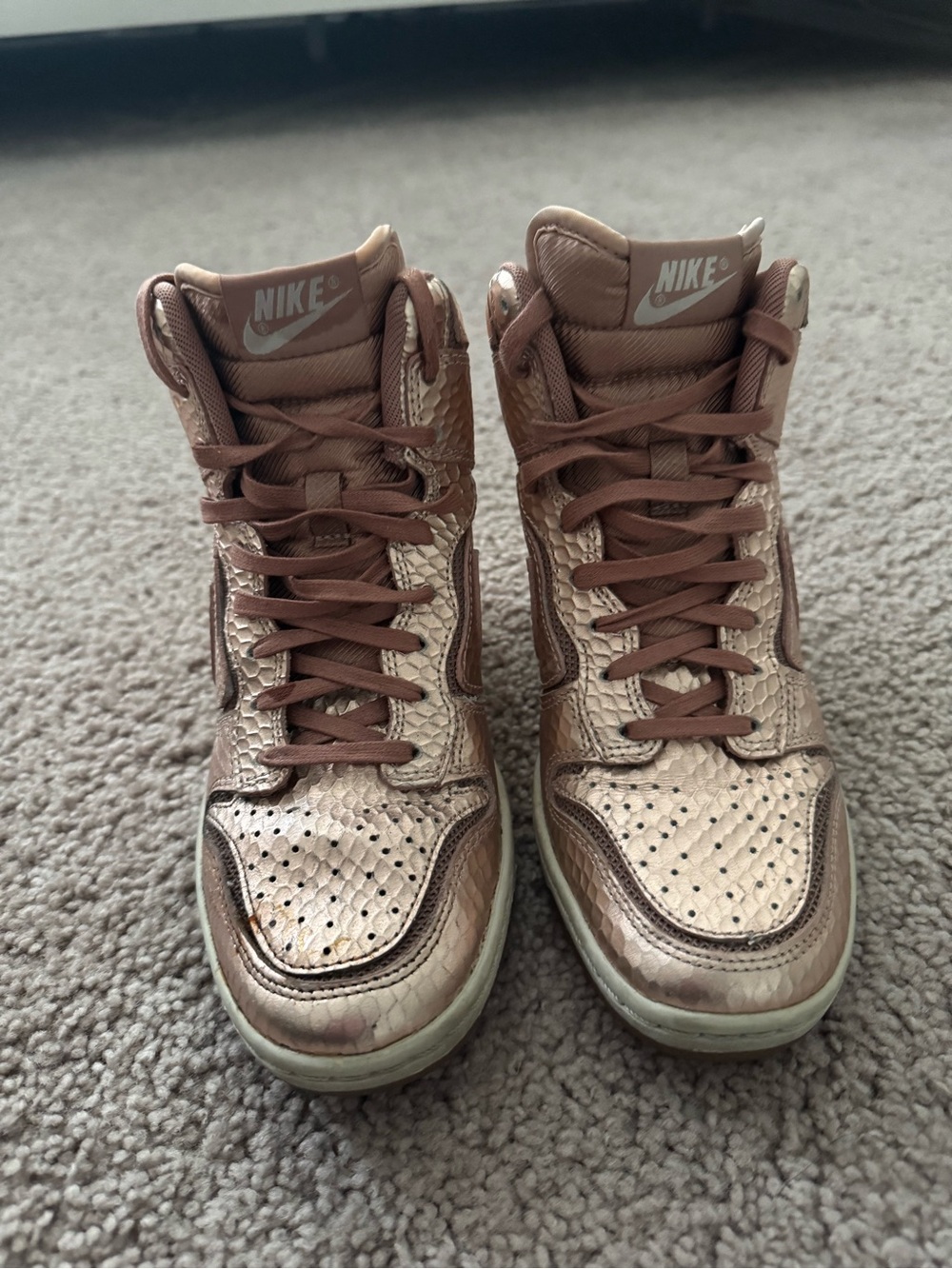 Nike Women’s High-Top Sneakers in Metallic Rose Gold
